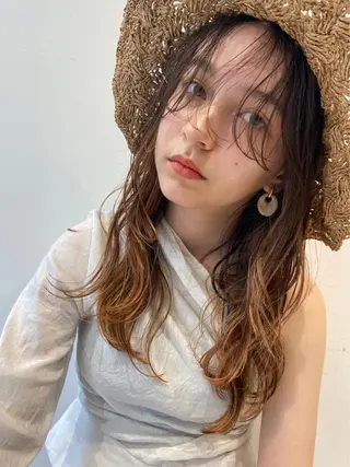 ロング カラー 韓国ヘア/耳ツボジュ エリー♡ayumuのヘアスタイル