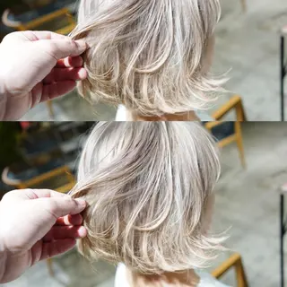 ミディアム カラー ハイトーン/レイヤー /ケアブリーチ石川治のヘアスタイル