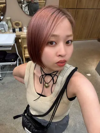 ショート カラー 🫧髪質改善/Wカラ ー 暖色 🌸桜🌸のヘアスタイル