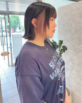 ミディアム カラー デザインパーマ/ 艶カラー/ボブのヘアスタイル