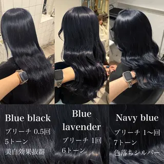 ロング カラー 暗髪🩶ラベンダー/ ブルー/ユウナ🤍のヘアスタイル
