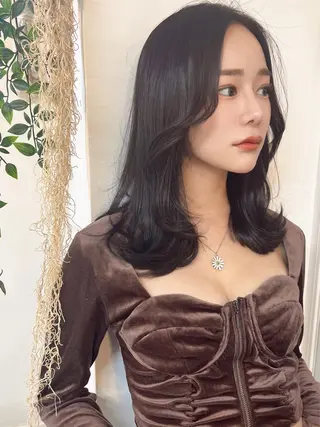 ミディアム 前髪&顔周りカット/ 韓国レイヤー/シバタのヘアスタイル