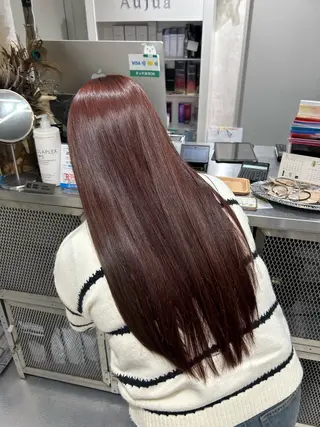 ロング カラー あやめ🪽 オリーブ/ハイトーンのヘアスタイル