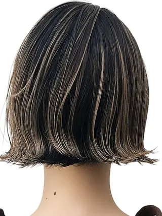 ミディアム 髪質改善＆白髪ぼかし カラー♡店長みやけ♡のヘアスタイル