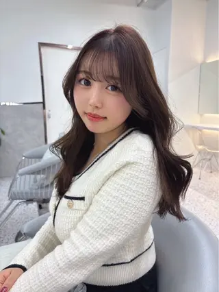 セミロング カラー yui🎀透明感 ベージュカラー／博多のヘアスタイル