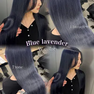 ロング カラー 暗髪🩶ラベンダー/ ブルー/ユウナ🤍のヘアスタイル