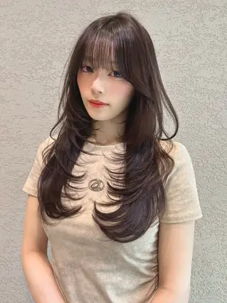 ロング カラー レイヤーカット/ 顔周り 五島巨幹のヘアスタイル