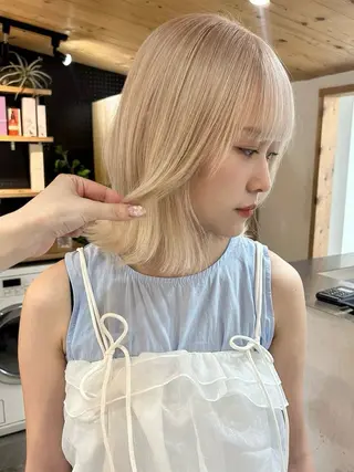 ミディアム カラー ヘアアレンジ 韓国/ハイトーン/ ボブ🎀MIKU🎀のヘアスタイル