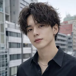 メンズ 表参道フェザーパーマ ニュアンスパーマのヘアスタイル