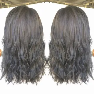 セミロング カラー パーマ ヘアアレンジ エグチ アキラのヘアスタイル