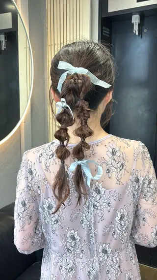 ヘアアレンジ 韓国ヘア/ブリーチ無 しWカラー/オリーブのヘアスタイル