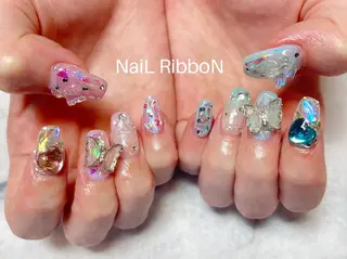 ネイル ネイルリボン 受付スタッフのネイルデザイン