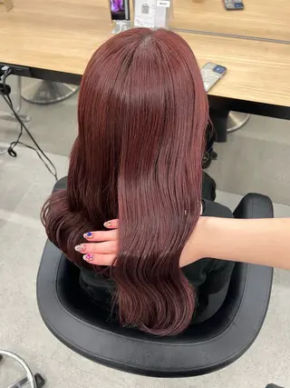 ロング カラー 💗愛され暖色💗 ピンク/レッド💗のヘアスタイル