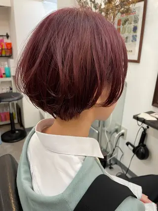 ショート カラー 艶カラー🌙縮毛矯正 /ボブ【Reina】のヘアスタイル