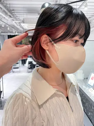 ショート 美髪矯正/艶カラー ボブ/栄/鐘ヶ江純也のヘアスタイル