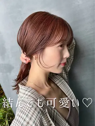 ミディアム カラー ヘアアレンジ 顔周りカット/アレン ジ/カラー小野寺紗良のヘアスタイル