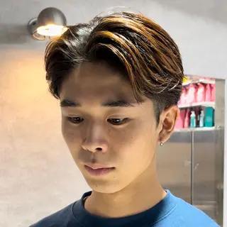 ショート カラー パーマ メンズ センターパート マスターかずまのヘアスタイル