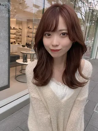 ミディアム カラー 新宿✨顔周りカット 韓国ヘア/坂本亜裟海のヘアスタイル