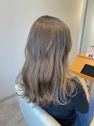 ロング カラー ブリーチなしWカラー /酸性ストレート河本のヘアスタイル