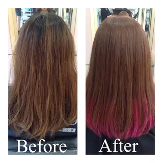 セミロング ロング カラー アオガミ （前髪顔周りカット）のヘアスタイル