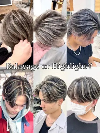 ミディアム カラー メンズ Mirareee tokyo所属・バレイヤージュ/ シャドウルーツ/安室のヘアスタイル
