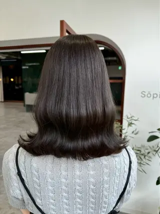 ミディアム カラー ✨️赤み消しカラー/ ミルクティーベージュのヘアスタイル