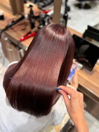 セミロング カラー ツヤ髪縮毛矯正💫/ ハイトーン/あゆみのヘアスタイル