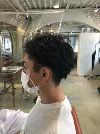 ミディアム パーマ メンズ レイヤー/髪質改善 /YUUKI/船橋のヘアスタイル