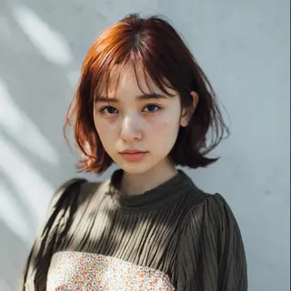 ミディアム 女性カット🎨カラー 🌀パーマ宮部楓奈のヘアスタイル