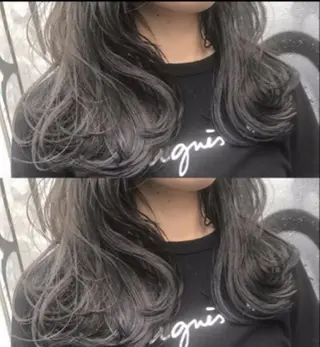 ロング カラー パーマ ヘアアレンジ チビ編み込みエクステ シールEXどぅ〜すのヘアスタイル