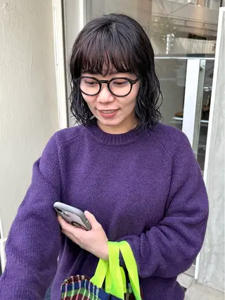 ショート パーマ パーマ/透明感カラー /ボブ/吉田一生のヘアスタイル