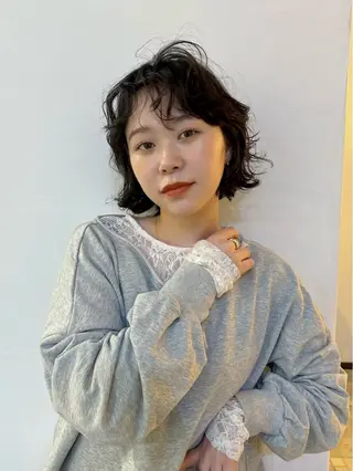 ミディアム パーマ 勝田 沙耶のヘアスタイル