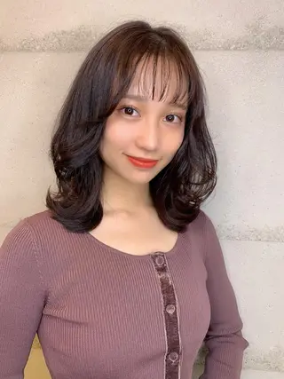 ミディアム カラー 透明感/オリーブ/ グレージュ/YUKAのヘアスタイル