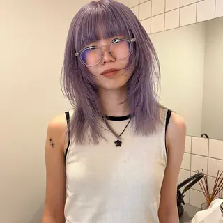 ミディアム 舟橋耀/ブリーチカラ ー/レイヤーカットのヘアスタイル