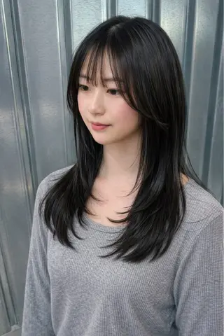 ミディアム 韓国風レイヤー/ 艶カラー竹内貫のヘアスタイル