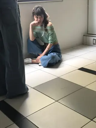 ヘアアレンジ 暖色カラー🍊 ボブ🌿顔周りcutのヘアスタイル