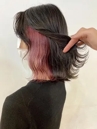 ミディアム カラー ヘアアレンジ 切りっぱなしボブ/ デザインカラー店長のヘアスタイル