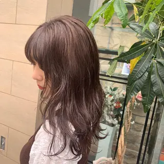 セミロング カラー ヘアアレンジ チャンモリパーマ/韓 国/Minami🦋のヘアスタイル