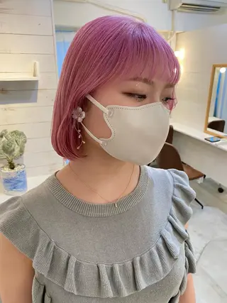 ショート ブリーチなしカラー ダブルカラーエクステのヘアスタイル