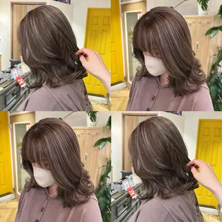 セミロング カラー 艶カラー/韓国顔周り 🎀mamiのヘアスタイル