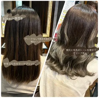 セミロング カラー 🌙透明感カラー／ 丁寧施術｜松本のヘアスタイル