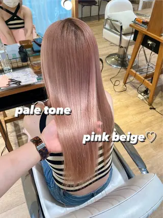 セミロング カラー ヘアアレンジ ハイトーンピンク🍑 ブリーチ🍑RINAのヘアスタイル