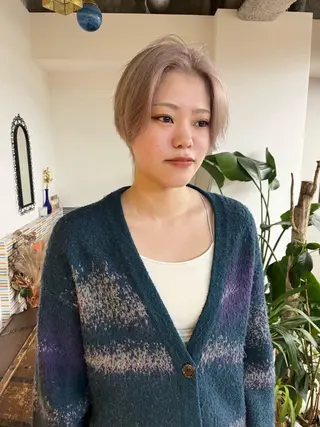 ショート カラー 🩷ハイトーン透明感 レイヤー🩷ユリカのヘアスタイル