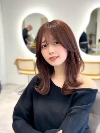 ミディアム カラー unami shibuya所属・ren ボブロブ/ミディアムのヘアスタイル