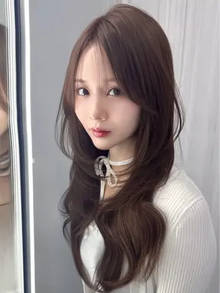 ロング カラー 日本一の小顔カット/ ボブ/顔周り/韓国のヘアスタイル