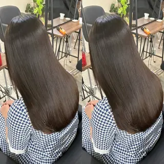 ミディアム カラーと髪質改善の ウタのヘアスタイル