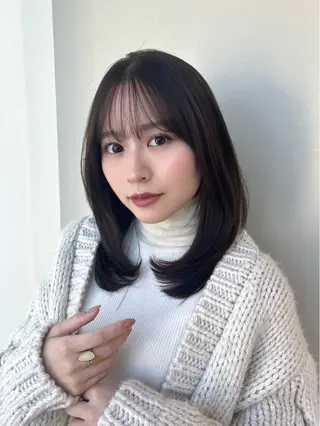 ミディアム カラー 佐藤 悠衣/透明感 カラー/似合わせ前髪のヘアスタイル