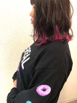 ミディアム カラー 平川 友希子のヘアスタイル