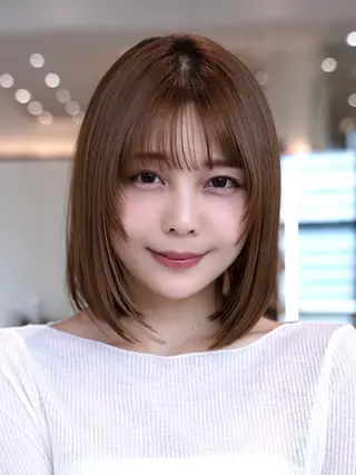 ミディアム カラー 渋谷/レイヤーボブ・ 韓国ボブ特化/楓のヘアスタイル