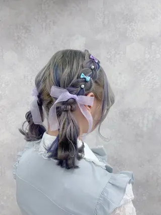 ミディアム カラー ヘアアレンジ 💕ブリーチ/ヘアメ 🎀YUUKAのヘアスタイル